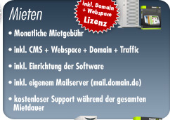 CMS + Webspace + Domain günstig monatl. mieten